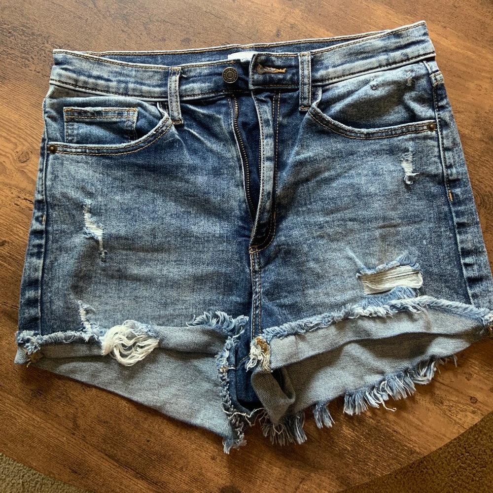 Sneak Peek Acid Washed Denim Shorts
